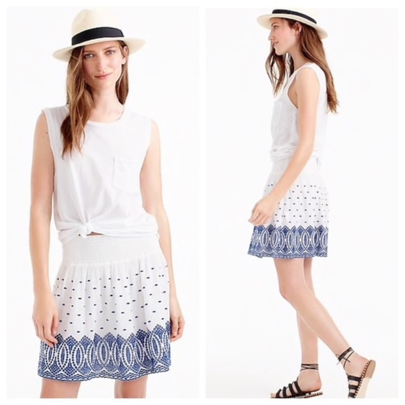 J. Crew Gauze Eyelet Santorini Blue Skirt - Picture 1 of 3